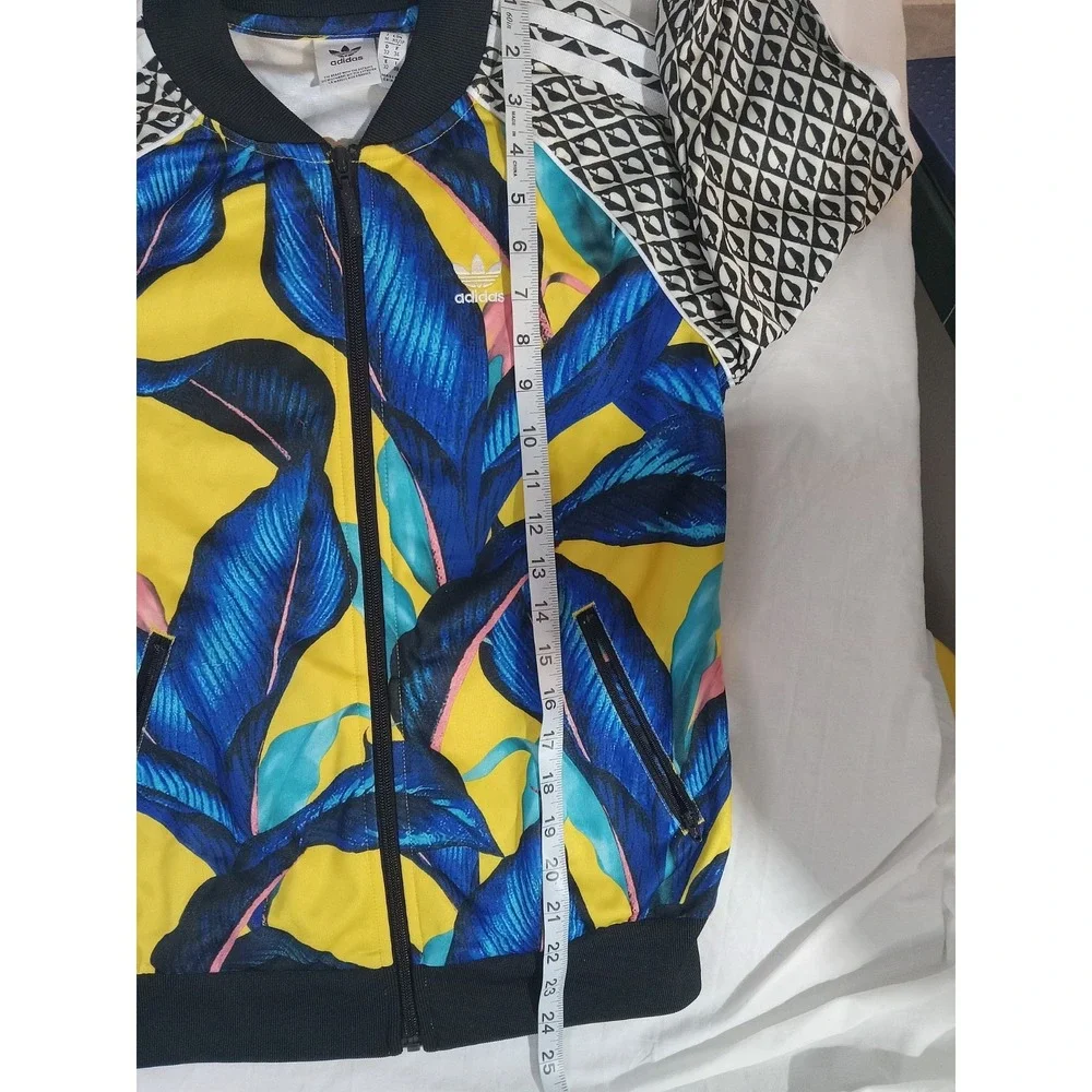 Adidas X Farm Rio Limited Edition Track Jacket Size XS Tropical Blue Yellow Leaf